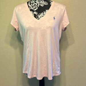POLO BY RALPH LAUREN LG PINK & BLUE COTTON BLEND V NECK IN GREAT CONDITION